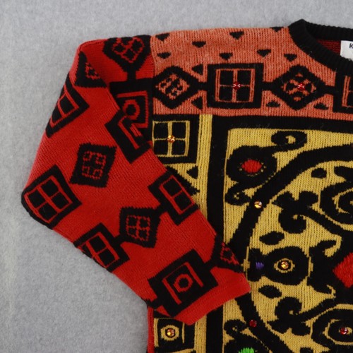 Kitty Hawk Vivian Wang Womens Size Small Sweater Colorful Geometric Design VTG - Picture 4 of 14