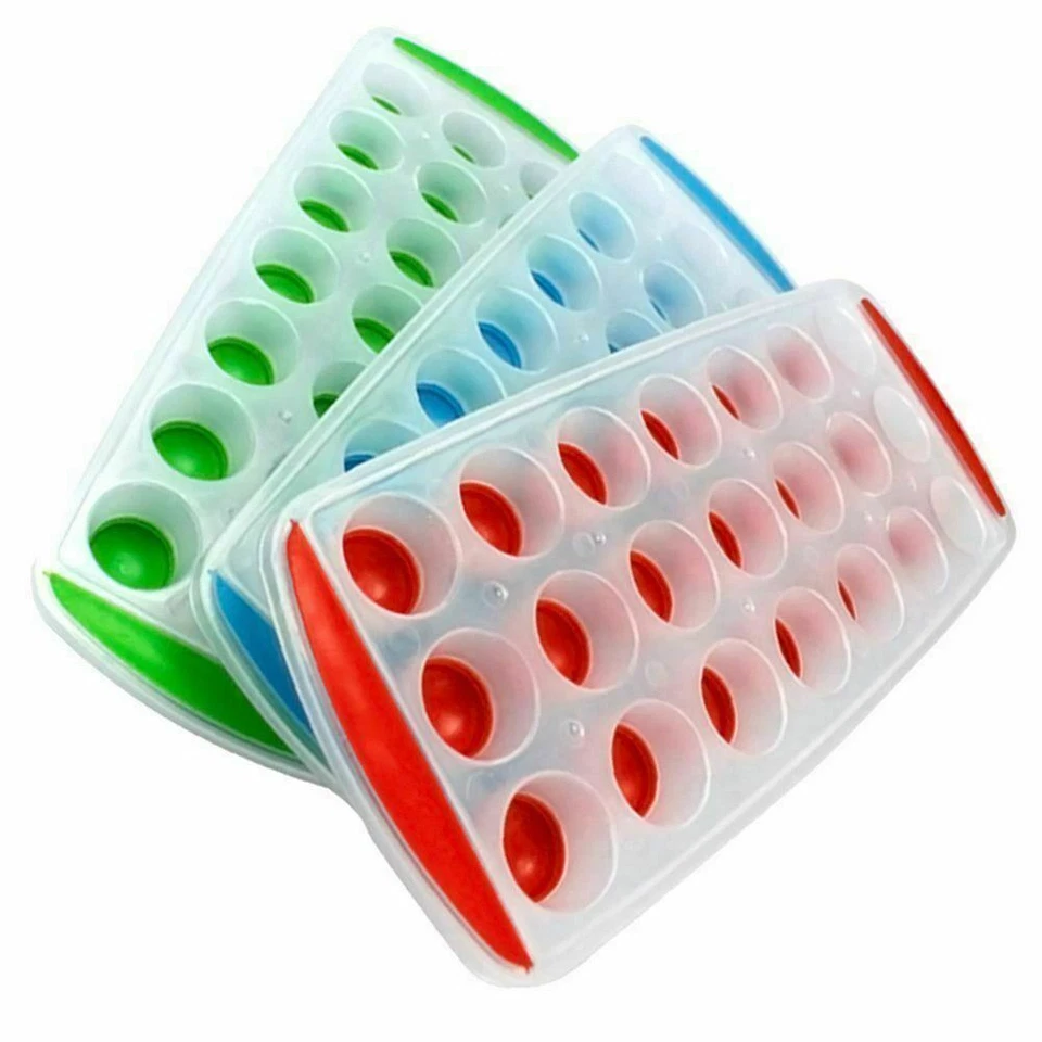 3pc NEW HOT Ice Cube Tray Easy Pop out Maker Plastic Silicone Top Mould 21 Jelly - Image 2 of 4
