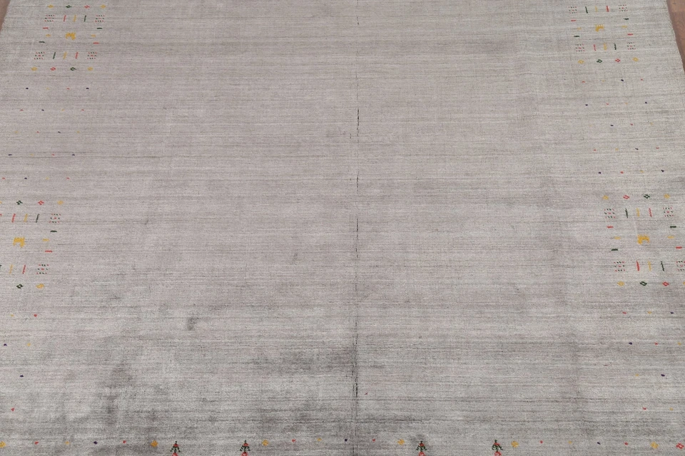 Alfombra de bambú seda pequeño personaje/animal hecha a mano Gabbeh india sala de estar 8x10 Foto 4 de 4