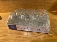 6 Duralex Versaille Mug France Stackable Tempered Glass Clear 260 ml (8 3/4 oz)