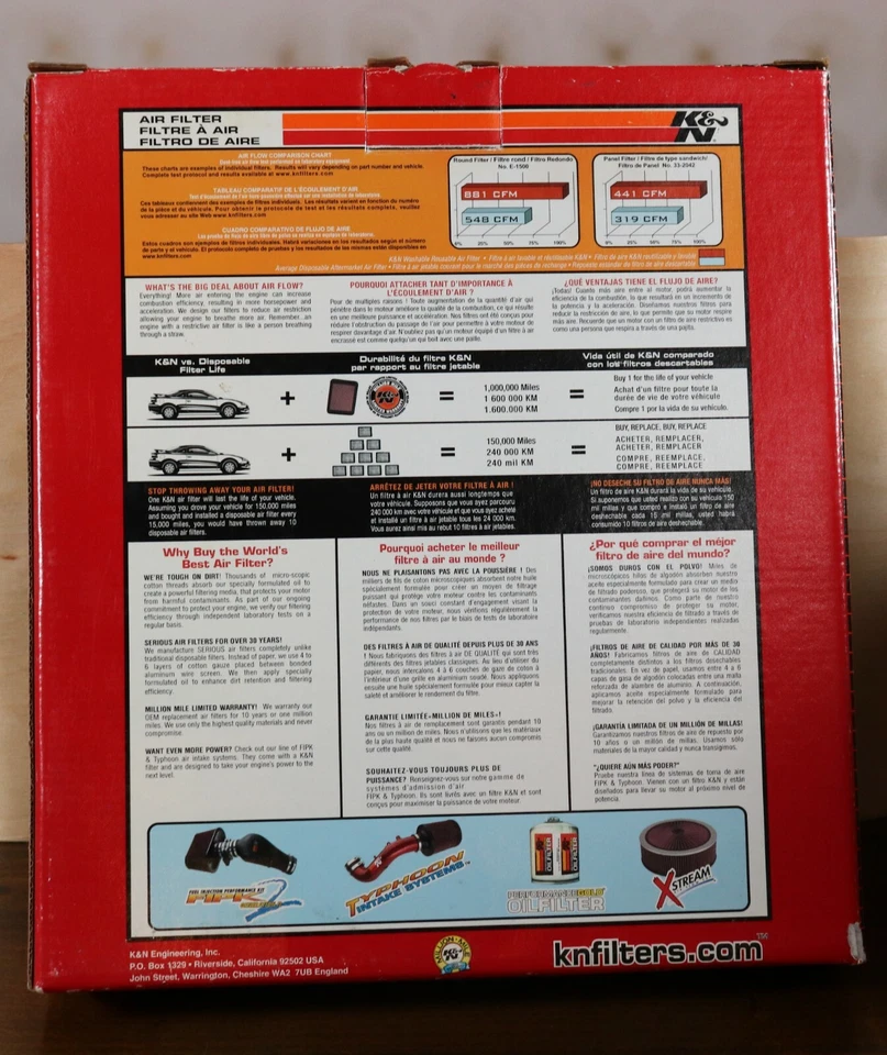Filtro de entrada de aire de alto flujo K&N 33-2206 para caravana 2001-2007 ciudad y campo Foto 2 de 3