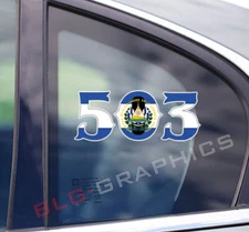 503 Area Code El Salvador Decal, Sticker, Printed, Flag Calcamonia Guanaco