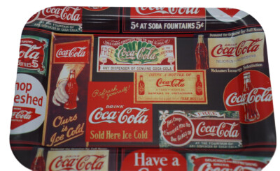 Rare Vintage 2002 Coca-Cola All Over Logo Red Change Tray 6.75” x