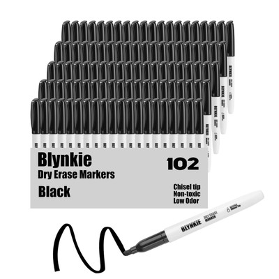 Dry Erase Markers Bulk Pack of 102 Chisel Tip Black Whiteboard Markers Low Od...