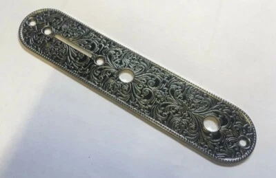 ALLPARTS Control Plate Chrome & Engraved Flower for Tele Style Guitar Metric Pot