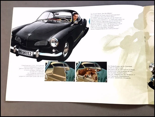 1960 VW Volkswagen Karmann Ghia Vintage GERMAN Car Sales Brochure Catalog - Image 4 of 4