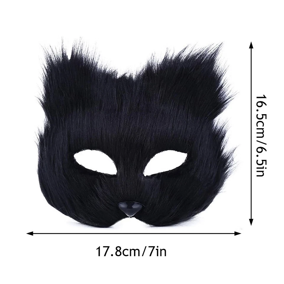 Furry Masks Half Face Eye Mask Cosplay Props Halloween Party Cosplay Mask S - Image 2 of 4