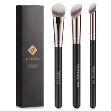 Versatile 3-Piece Angled Makeup Brush Set – Ideal for Blending & Buffing