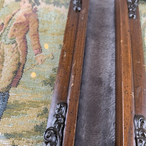 Pair of Antique French Country Framed Tapestry Courting Romance Scene 7x7 GUC - Picture 8 of 13