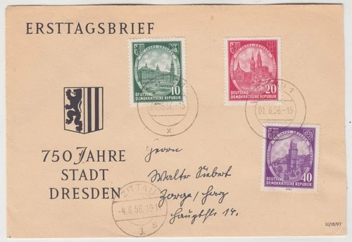 GERMANY 1956 *750 YEARS of DRESDEN* official illustrated FDC with ZITTAU cds