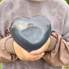 1.95LB Natural Agate Quartz Heart Crystal Cluster Geode mineral Healing G6168