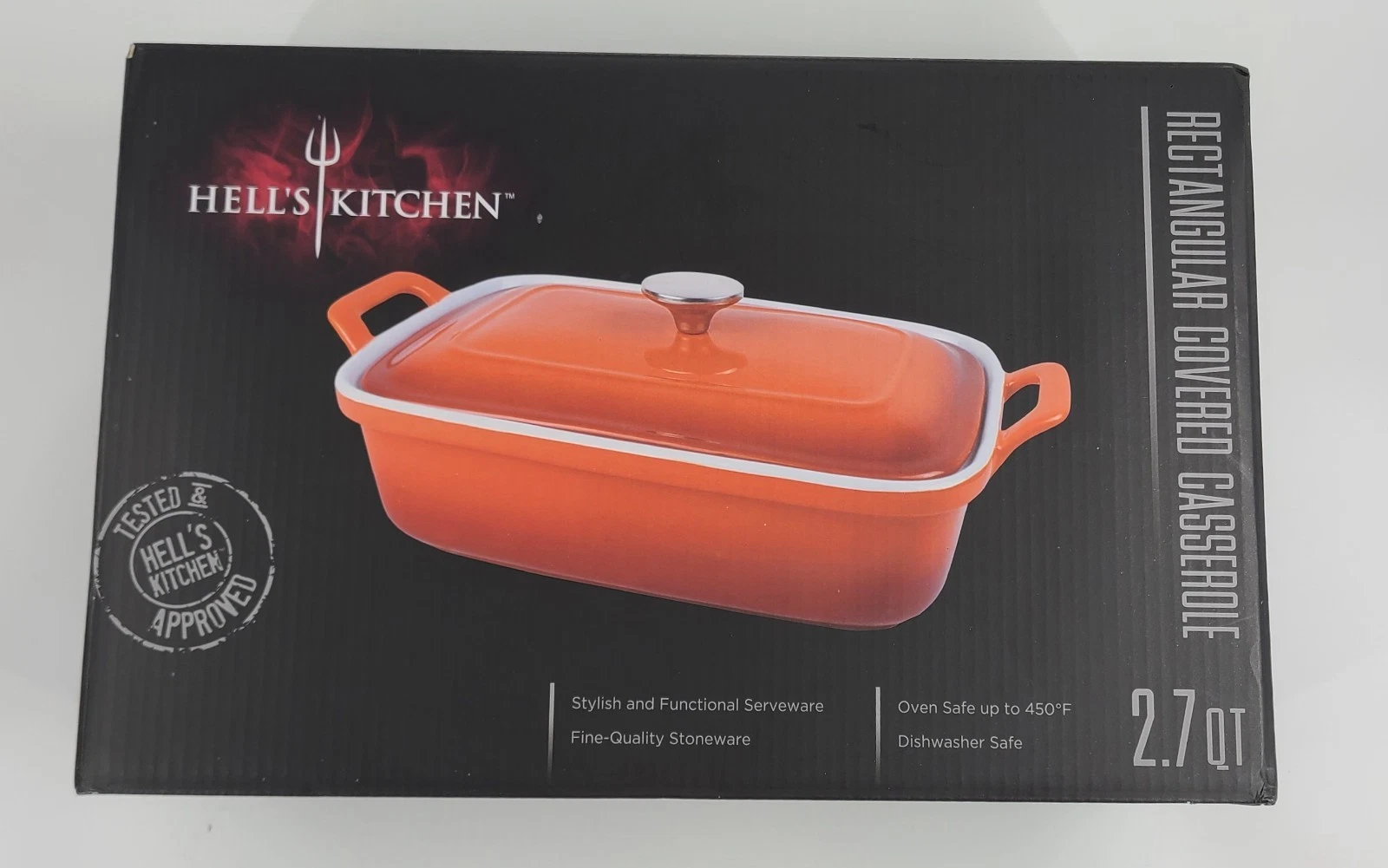 Hell’s Kitchen New 2 Piece Fine Quality 2.7 Qt. RECTANGULAR COVERED CASSEROLE