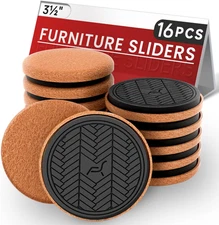 Felt Furniture Sliders for Hardwood Floors,  16 PCS 3 ½” Heavy Duty Furniture Mo
