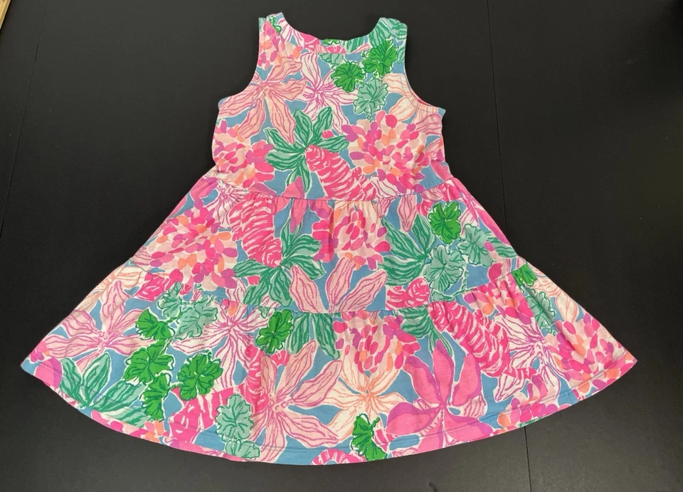 Mini Vestido Lorina “Multi Tigers Lair” Algodão Lilly Pulitzer Meninas Tamanho P 4-5 - Imagem 3 de 4