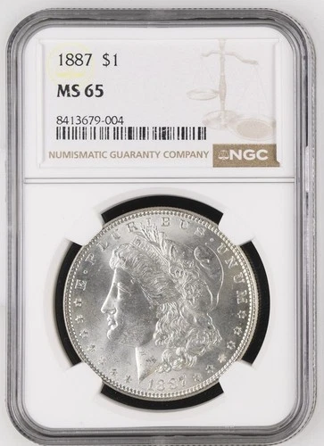 1887 $1 NGC MS 65