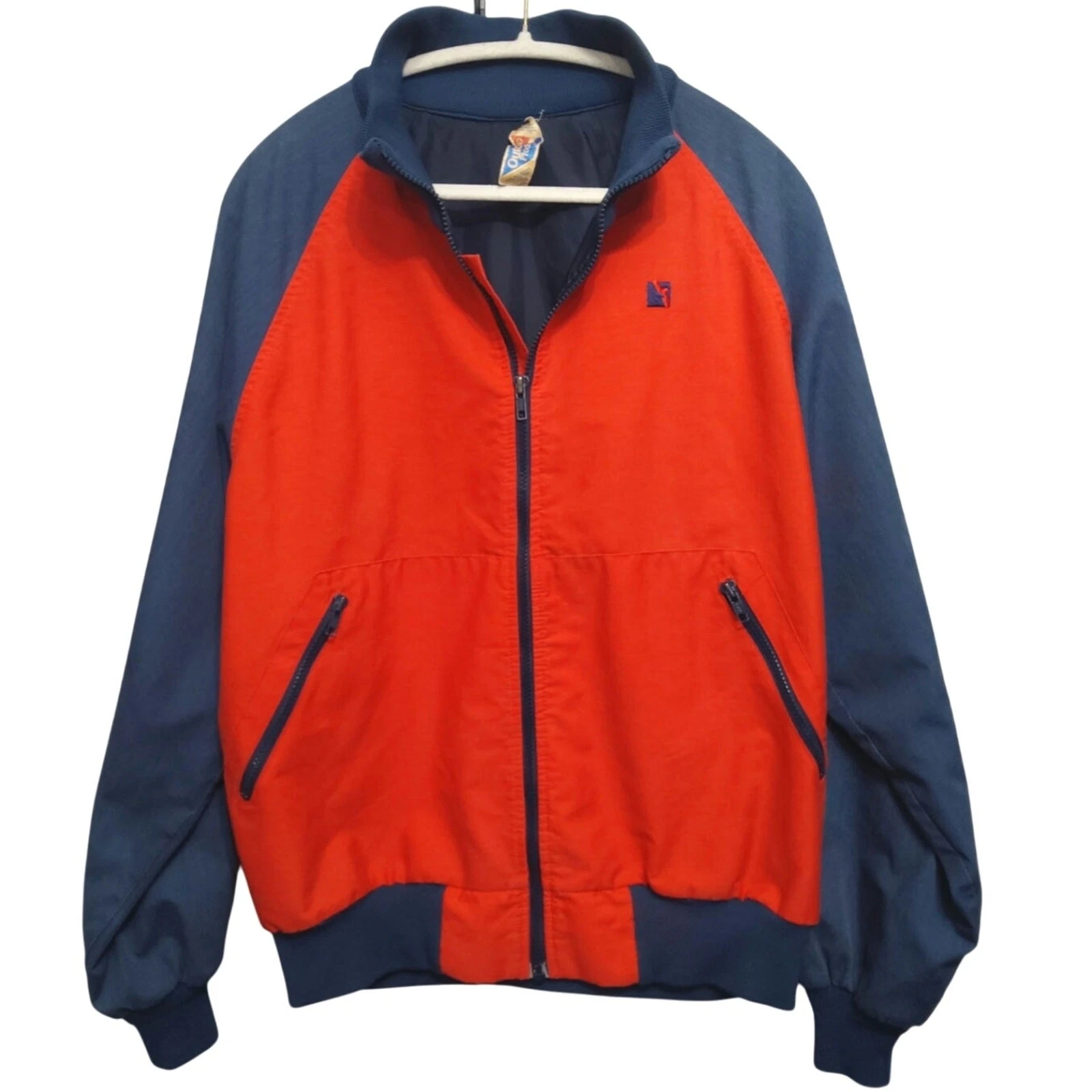 Vintage 80s USA Outdoor Products zip jacket/windbreaker Navy Orange Men's XL