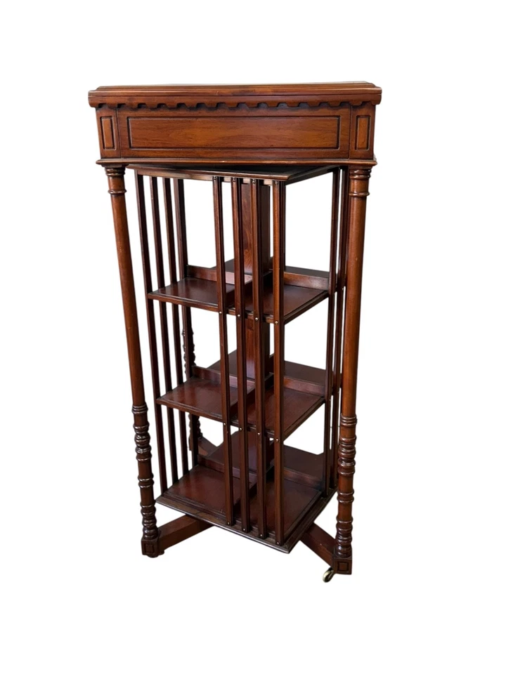 Estantería giratoria estilo antiguo eduardiano victoriano caoba soporte para libros Foto 4 de 4