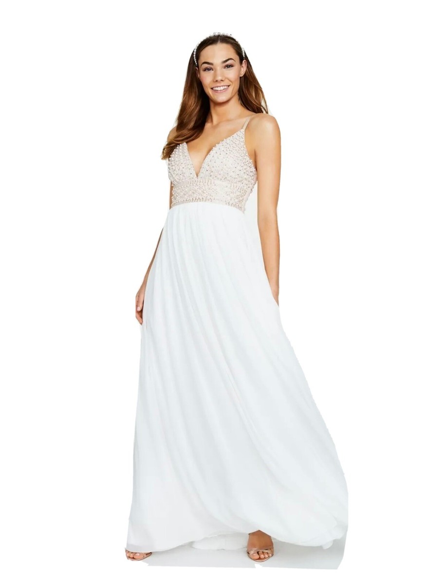 SAY YES TO THE Womens Ivory Spaghetti Strap Empire Waist Dress Juniors Size 9 SAY YES TO THE Womens Ivory Spaghetti Strap Empire Waist Dress Juniors Size 9