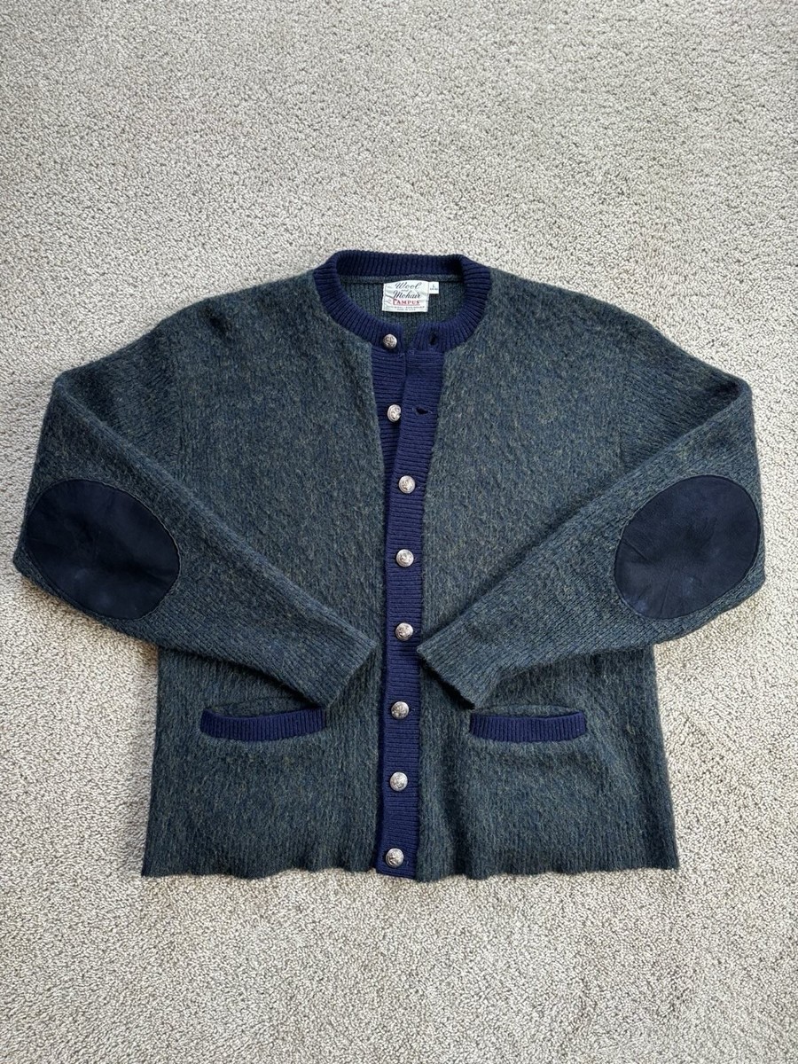 VTG 60s 70s Campus Mohair Wool Cardigan Sweater Sz L Knit VTG 60s 70s Campus Mohair Wool Cardigan Sweater Sz L Knit