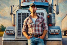 Original gay LGBTQ art giclée painting "Come Ride Me - Uh, My Truck" signed