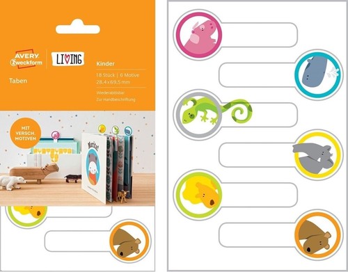 Avery 18x Onglets Buch-Etiketten Signet Sticker Cahiers Kinder-Bücher École