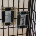 Antique Stained Glass Hanging Suncatchers 9"×6"  "Paris 1600" Pair Of 2