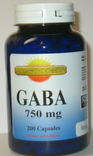 GABA 750mg 200 Capsules High Potency, Freshest! Made USA/FDA Facility