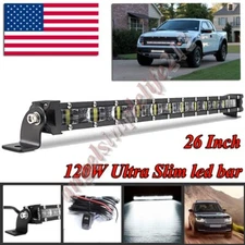 Slim 26Inch LED Light Bar Spot Offroad Truck Boat SUV ATV 4WD Bumper Driving 12V
