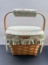 Longaberger Dresden Tour Basket 1999 Edition Woodcraft Lid w/ Liner & Protector
