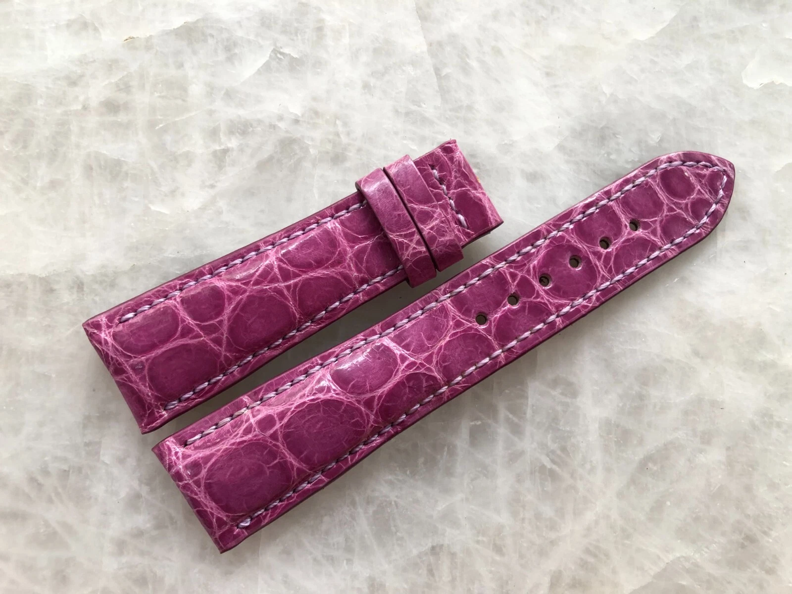 22mm/18mm Purple Alligator Crocodile Embossed Leather Watch Strap Band