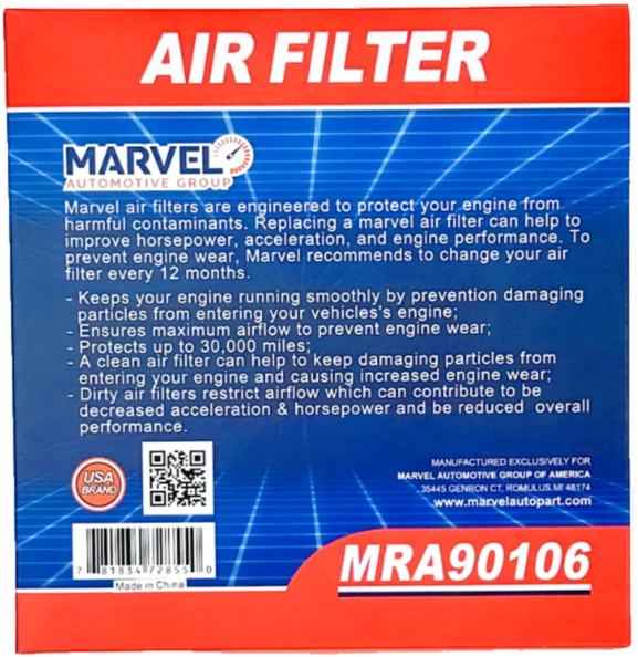 Filtro de aire Marvel MRA90106 (22971580) para Buick Envision 2016-2020 2,0 L 2,5 L Foto 3 de 4
