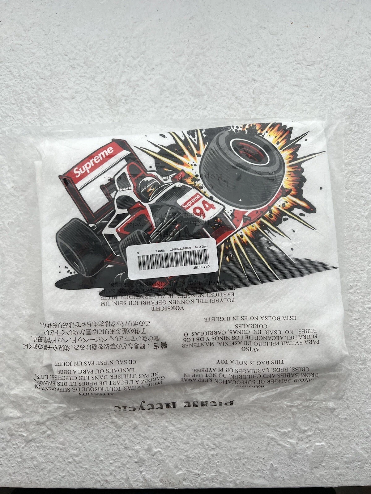 Tee shirt Supreme Crash blanc taille S FW21 NEUF *SCELLÉ*