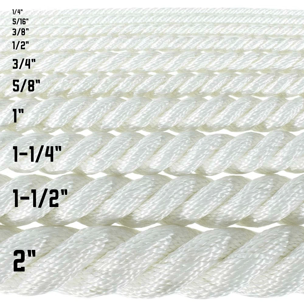 Golberg White Twisted Nylon Rope - Premium USA Made Cord - Many Sizes &  Lengths