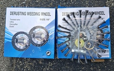 Derusting Weeding Wheel 10  Twisted Wire Cup Brush 2-Pack Lot Rust Grass Removal