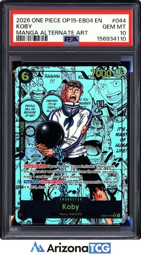 One Piece 2026 Koby EB04-044 Manga Alternate Art SR OP15-EB04 GEM MINT PSA 10