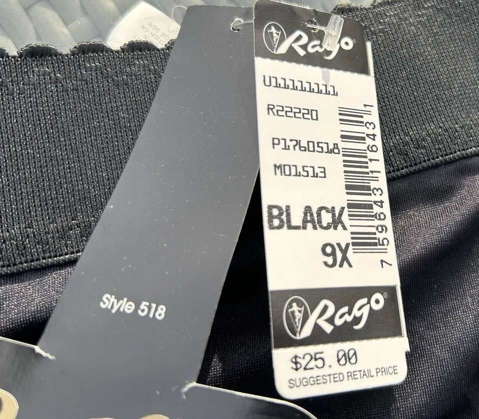 Rago #518 High Waist Leg Girdle Biker Shaper 9X Black NWT - Image 3 of 4