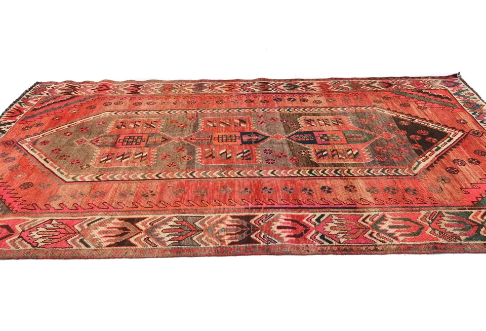 Alfombra oriental vintage anudada a mano 5X8 pies tribal geométrica decoración del hogar alfombra Foto 4 de 4