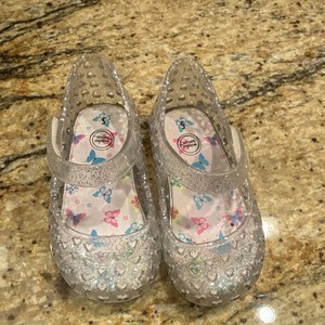 Wonder Nation Girls Clear Glitter Heart Mary Jane Shoes Size 5