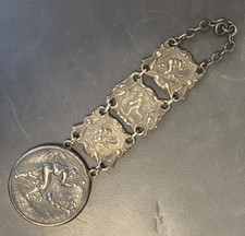 Early 1900's Art Noveau Watch Fob Depicting Baseball Players-Unger Brothers RARE