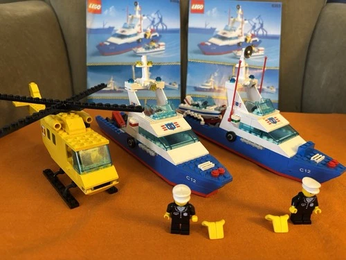LEGO Town: Coastal Cutter Lot Of 2 (6353) Boat Ship Vtg Rescue Helicopter 6697