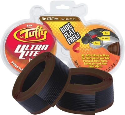 MR. TUFFY Mr Tuffy 26x1.95-2.5 Pair of Ultra Lite Bike Tire (2) Liners Brown Stops Flats