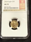 2024 Gold Eagle $5 NGC MS 70 (Tenth-Ounce) 1/10 oz Fine Gold Official Red Book
