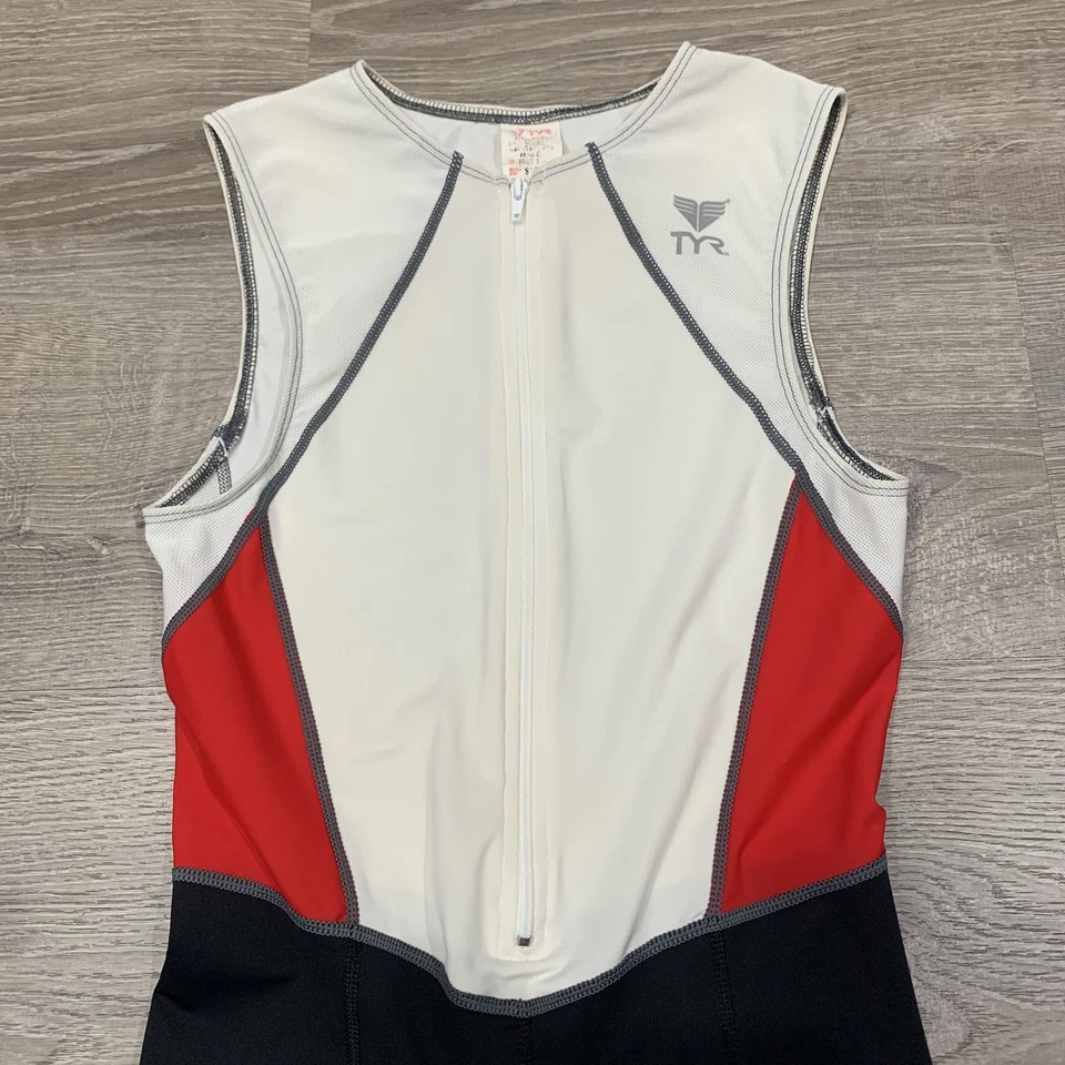 Terno de ciclismo TYR shorts masculino tamanho grande preto vermelho marfim triatlo mistura de náilon - Imagem 2 de 4