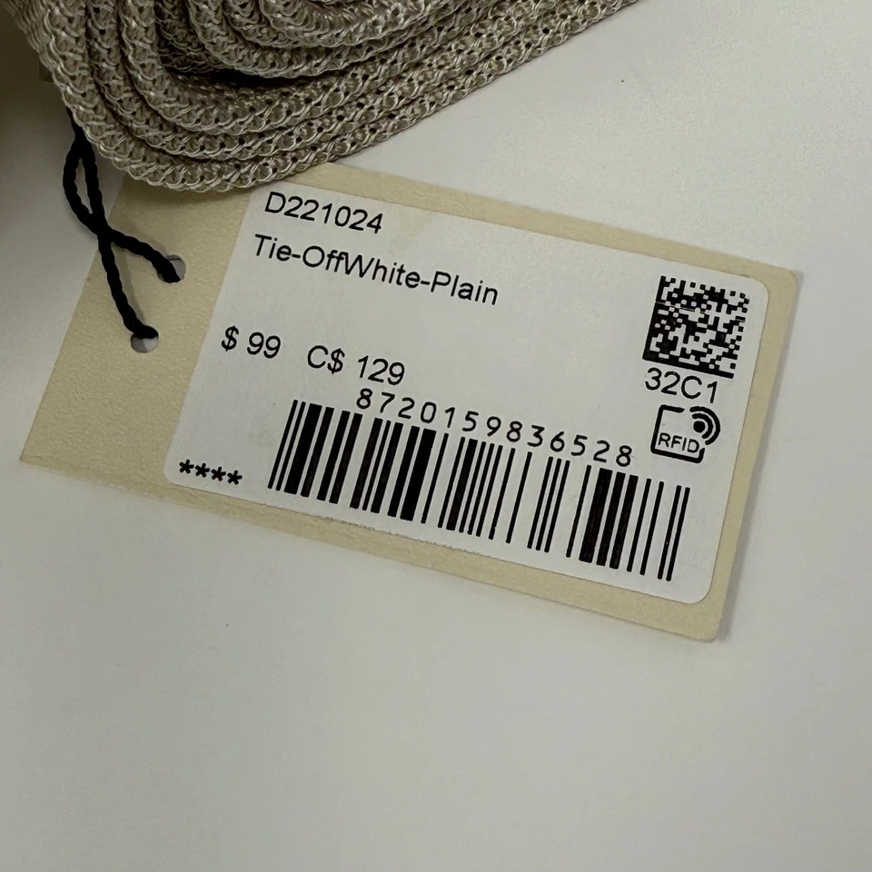 SUITSUPPLY Tie Off White Plain Beige Knitted Silk Blend D221024 Men's - Image 4 of 4