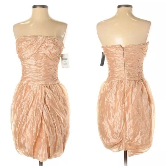Ralph Lauren Black Label Dresses | Nwt Ralph Lauren Black Label Runway Dress 6 Small Ruched Tulip Silk Party | Color: Cream/Pink | Size: 6 | Pm