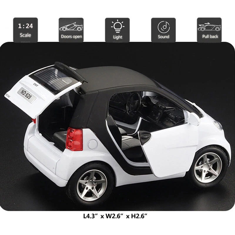 1:24 Scale Smart ForTwo Model Car Diecast Toy Cars Toys for Boys Kids Gift White - Image 2 of 4