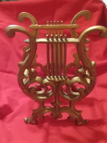 Gusseisen Vintage Metall Leier Harfe Musikgestell Ständer 11 Zoll hoch 8 Zoll breit - Bild 1 von 17
