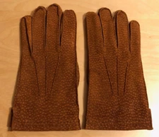 Men's Paul Stuart Brown Carpincho Leather Dress Gloves-Size 10.5-Italy