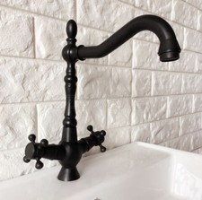 Oil Rubbed Bronze Swivel Kitchen Faucet Cross Handle Basin Mixer Sink Tap znf380