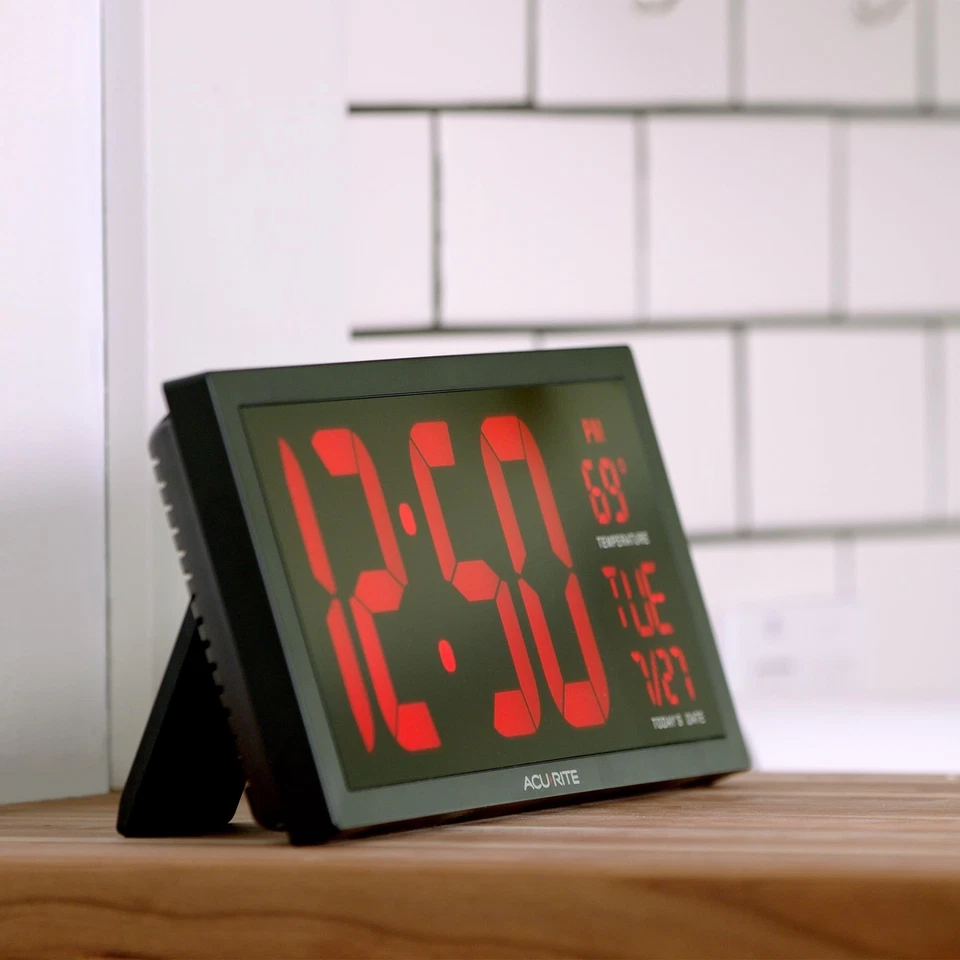 Large Digital LED Oversized Wall Clock with Date and Temperature, Perfect for... - Image 3 of 4